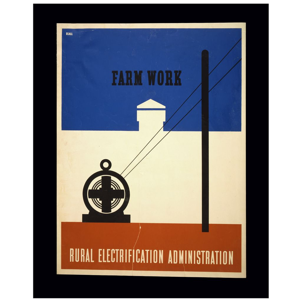 "Farm Work" Vintage WPA Rural Electrification print