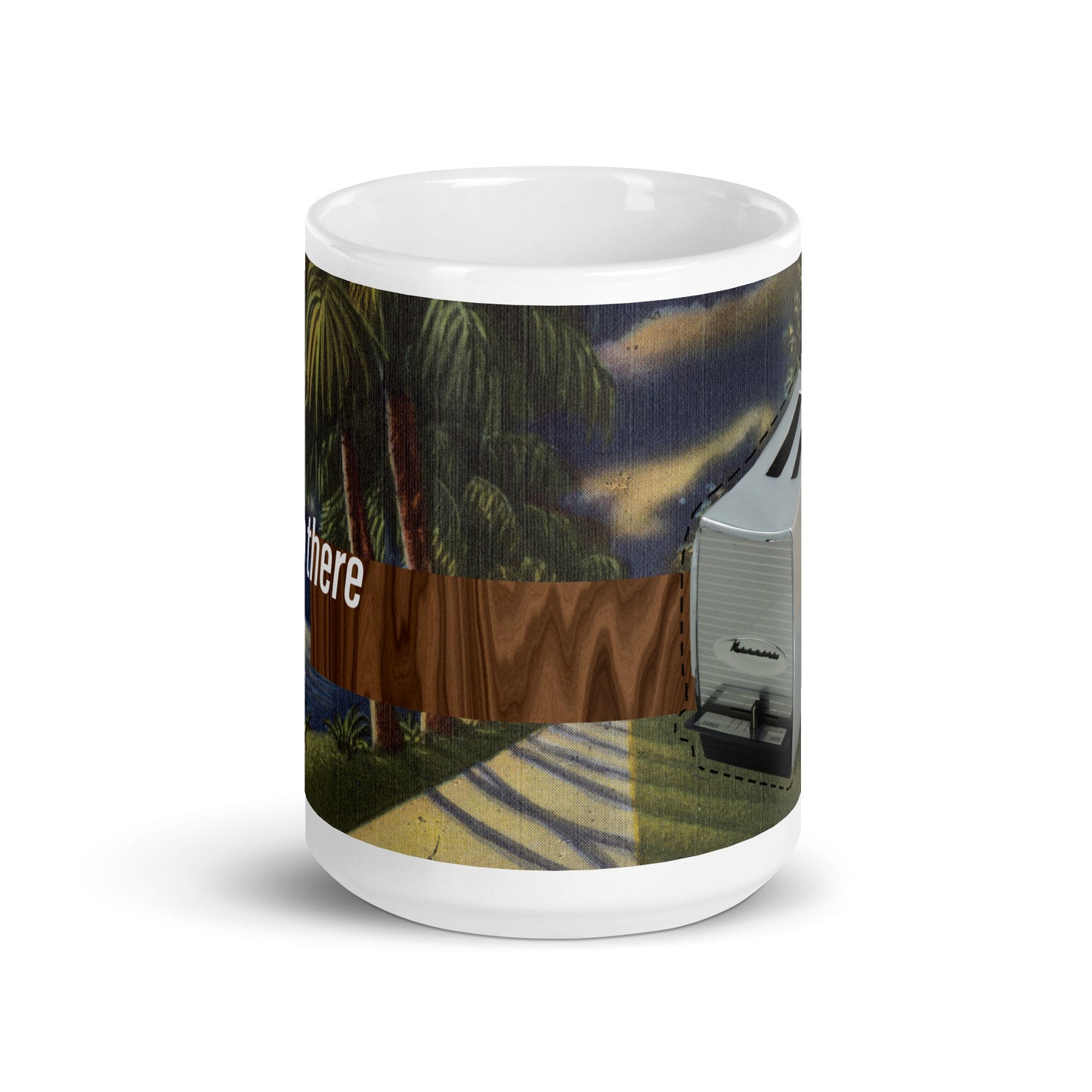 Hello There Vintage Tropical Postcard 15 oz mug