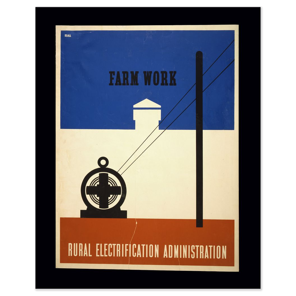 "Farm Work" Vintage WPA Rural Electrification print