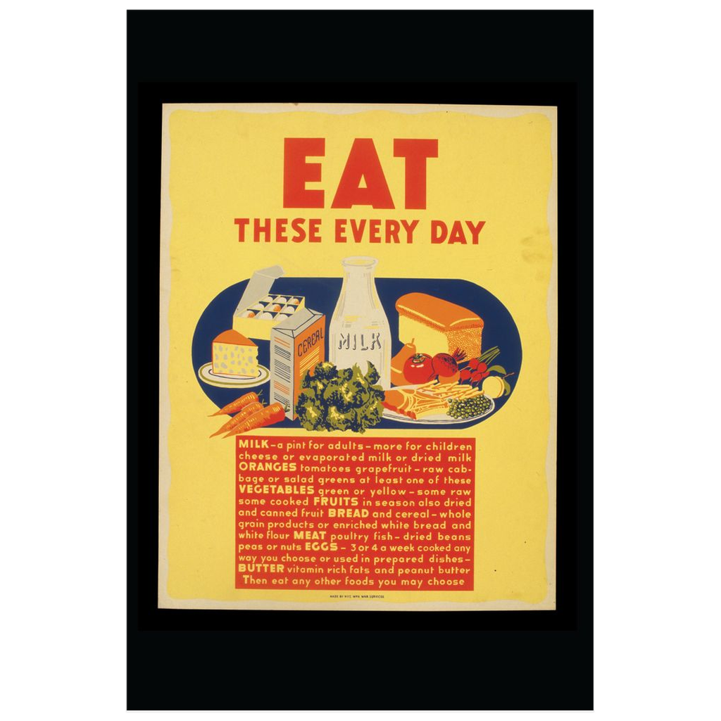 Eat These Every Day Vintage Public Health print