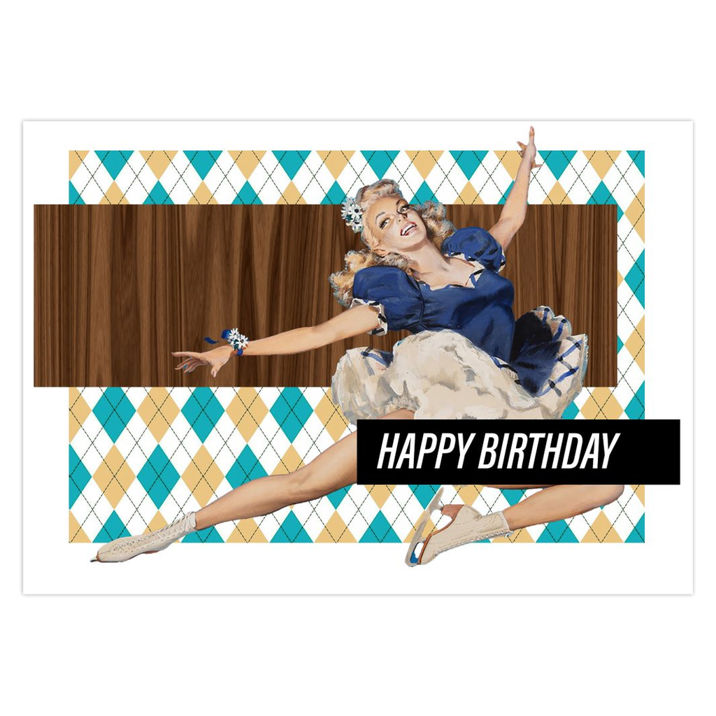 Retro Ice Capades Happy Birthday Card