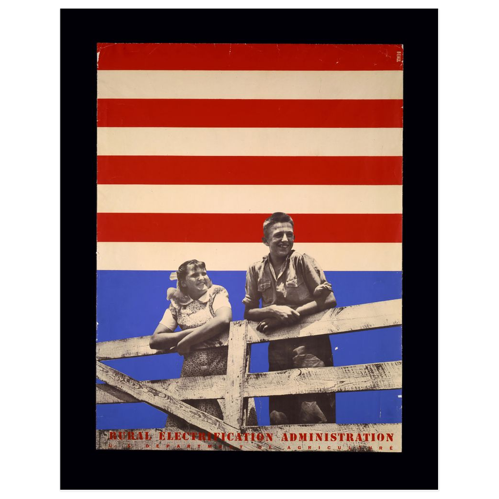 "Boy and Girl" Vintage WPA Rural Electrification print