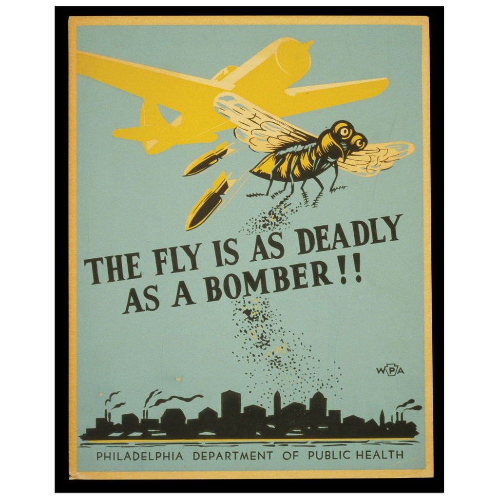 The Fly Is As Deadly As A Bomber Vintage Public Health print