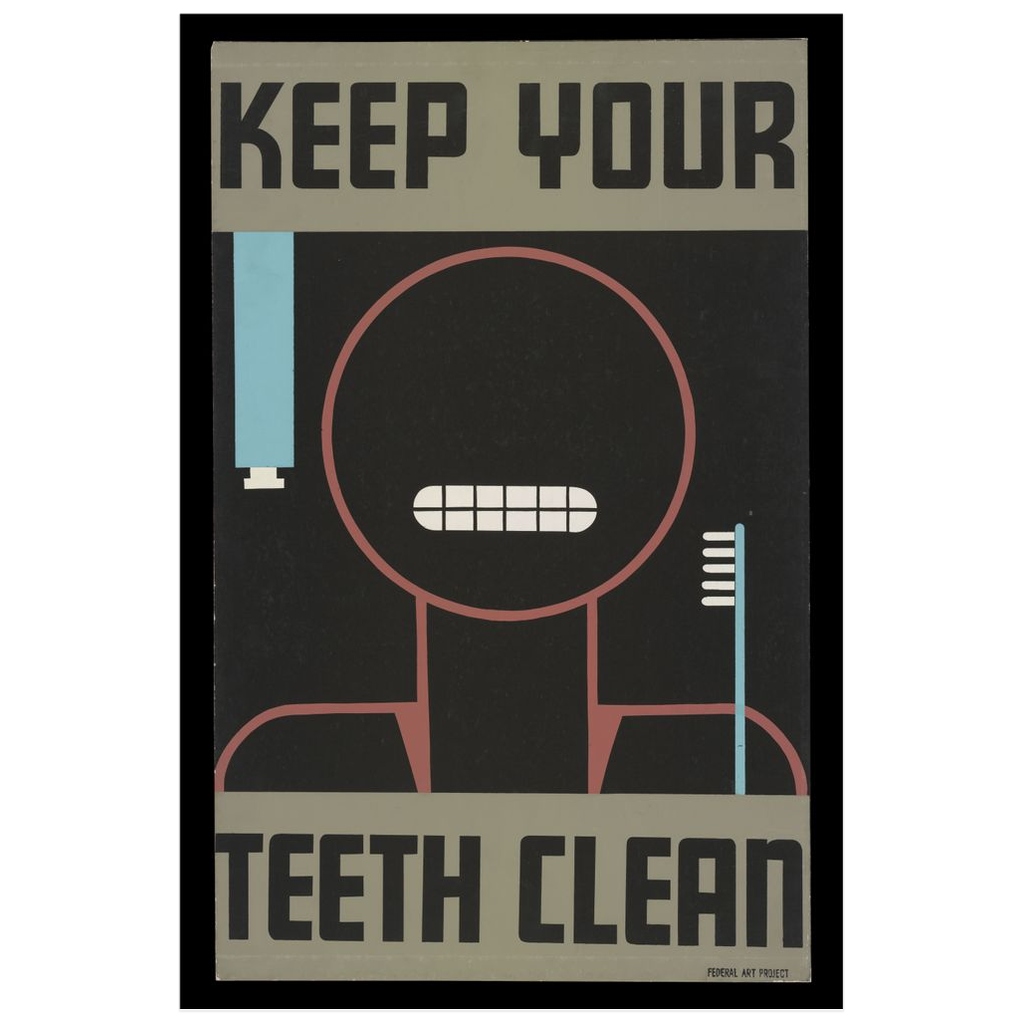 Keep Your Teeth Clean Vintage Public Health poster