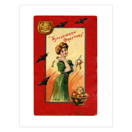 Vintage Bat Lady Halloween Greeting Cards