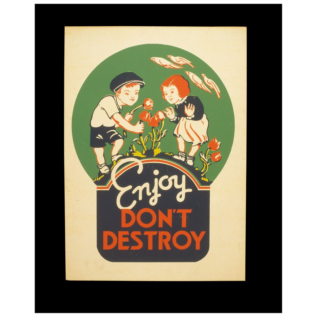 Enjoy Don't Destroy vintage propaganda print