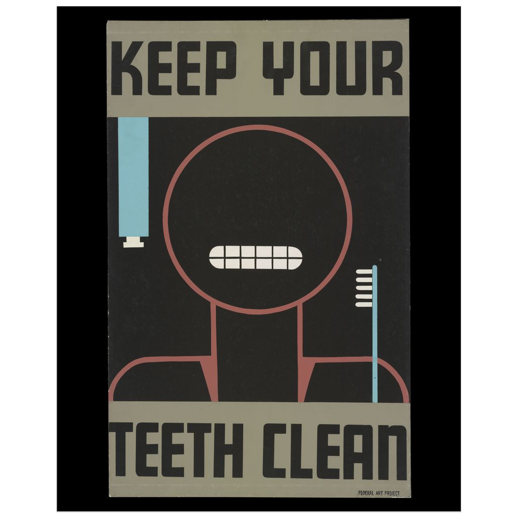 Keep Your Teeth Clean Vintage Public Health poster