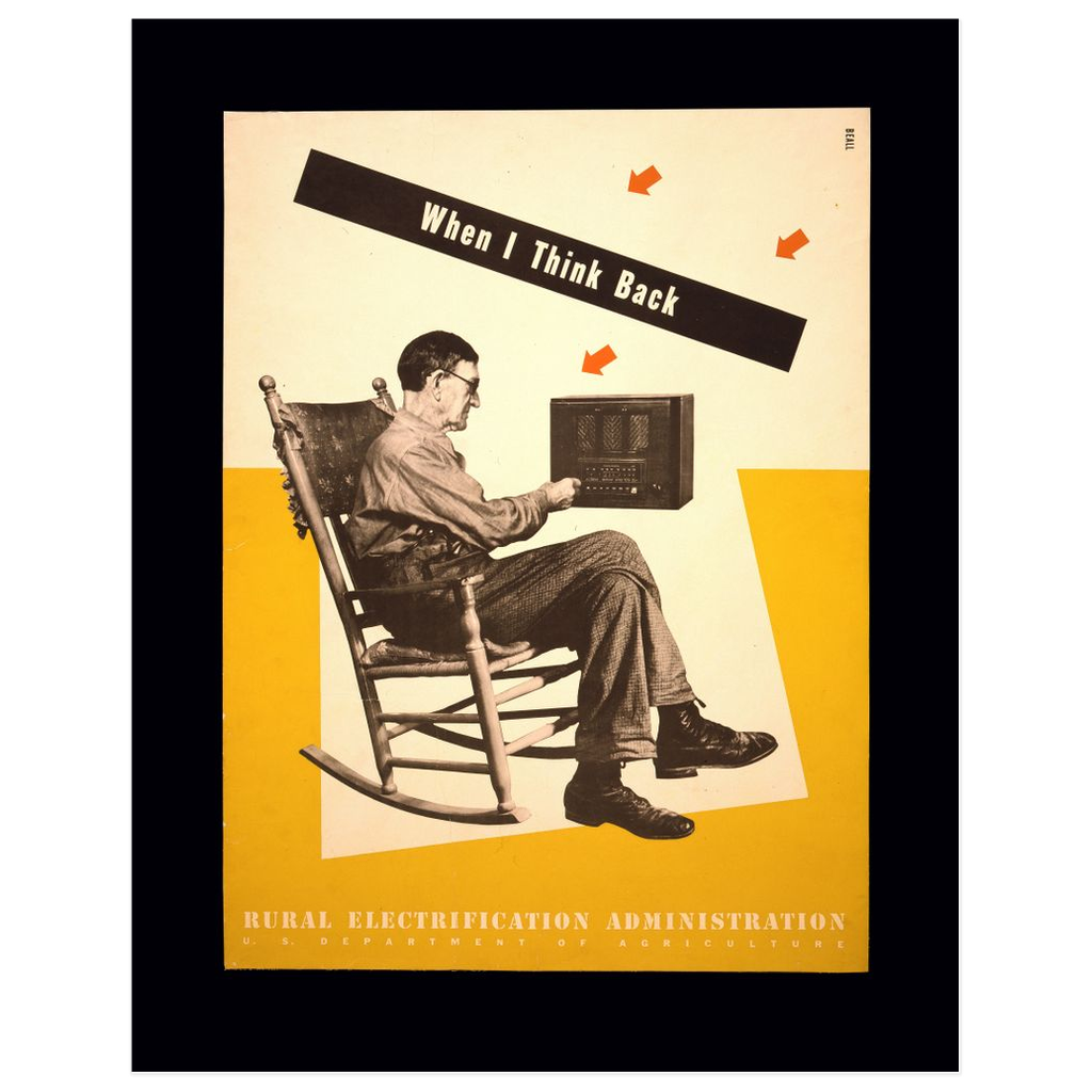 "When I Think Back" Vintage WPA Rural Electrification propaganda print