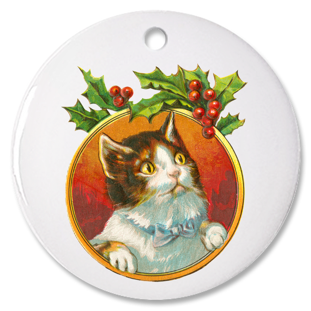 Horrified Cat Christmas ornament