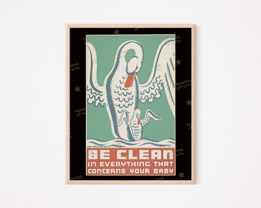 Be Clean Vintage Public Health print