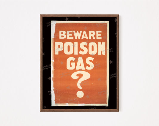 Beware Poison Gas Vintage Public Health print