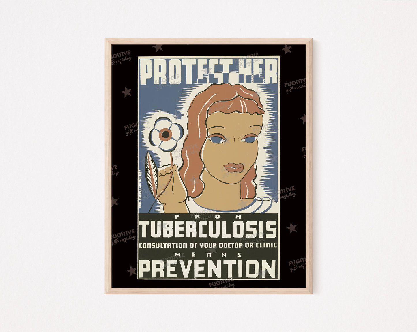 Protect Her From Tuberculosis Vintage WPA Public Health print