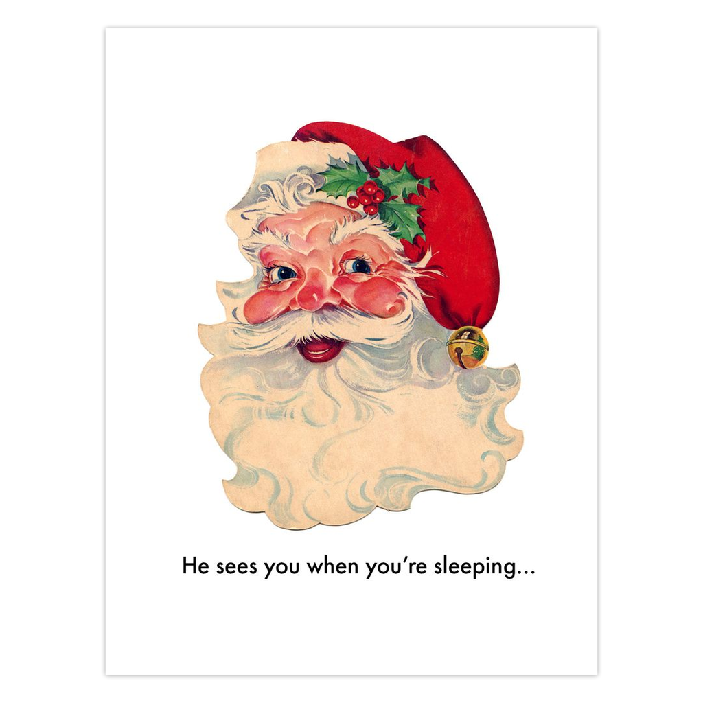 He Sees You When You're Sleeping Creepy Santa cards