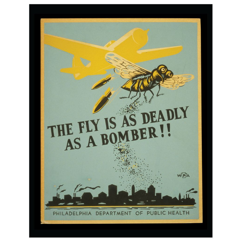 The Fly Is As Deadly As A Bomber Vintage Public Health print