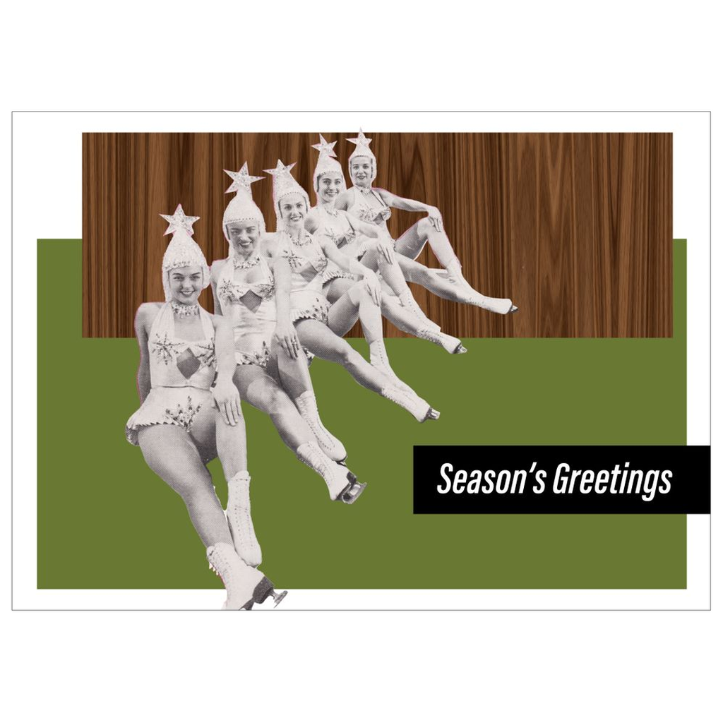 Vintage Season's Greetings Green Ice Capades Postcards