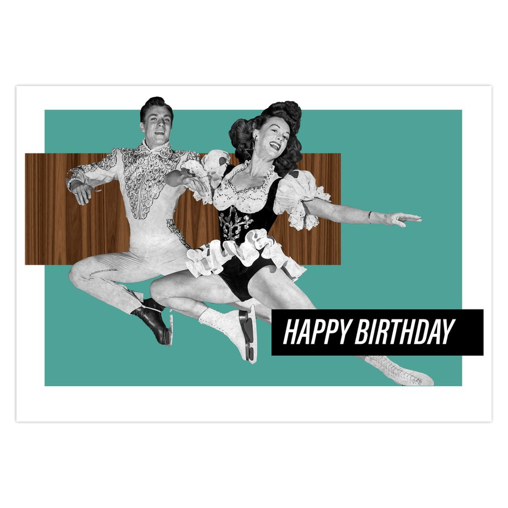 Retro Ice Skater Birthday Cards