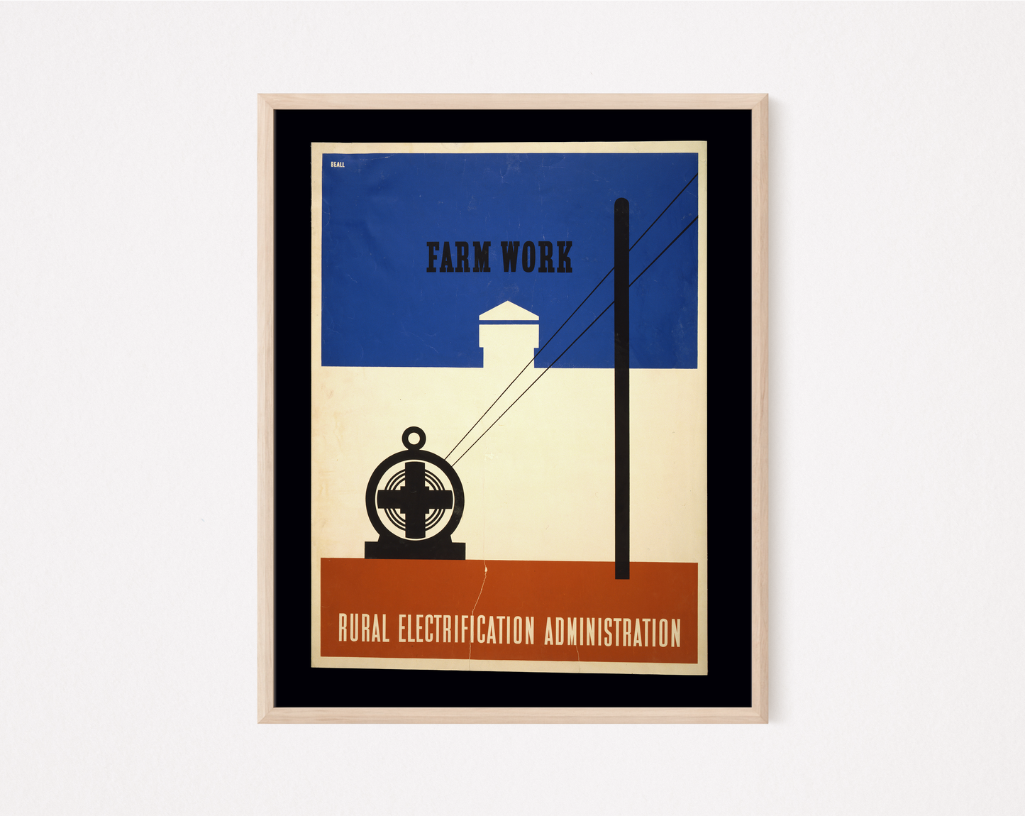 "Farm Work" Vintage WPA Rural Electrification print