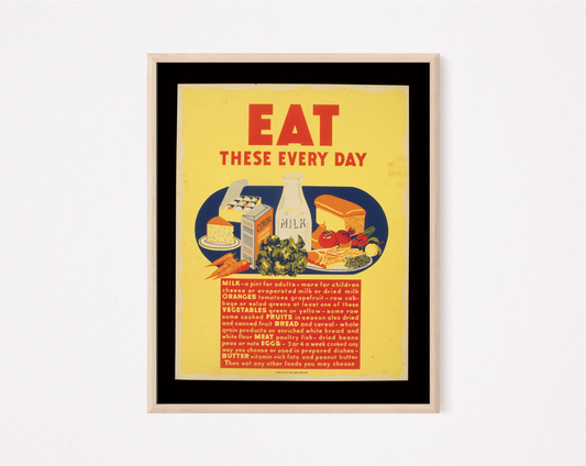 Eat These Every Day Vintage Public Health print