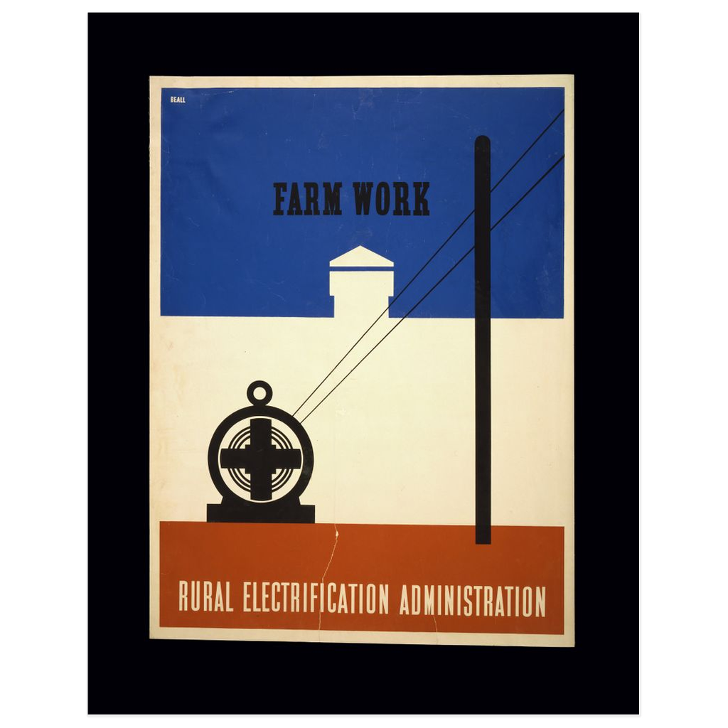 "Farm Work" Vintage WPA Rural Electrification print