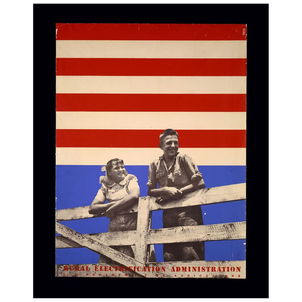 "Boy and Girl" Vintage WPA Rural Electrification print