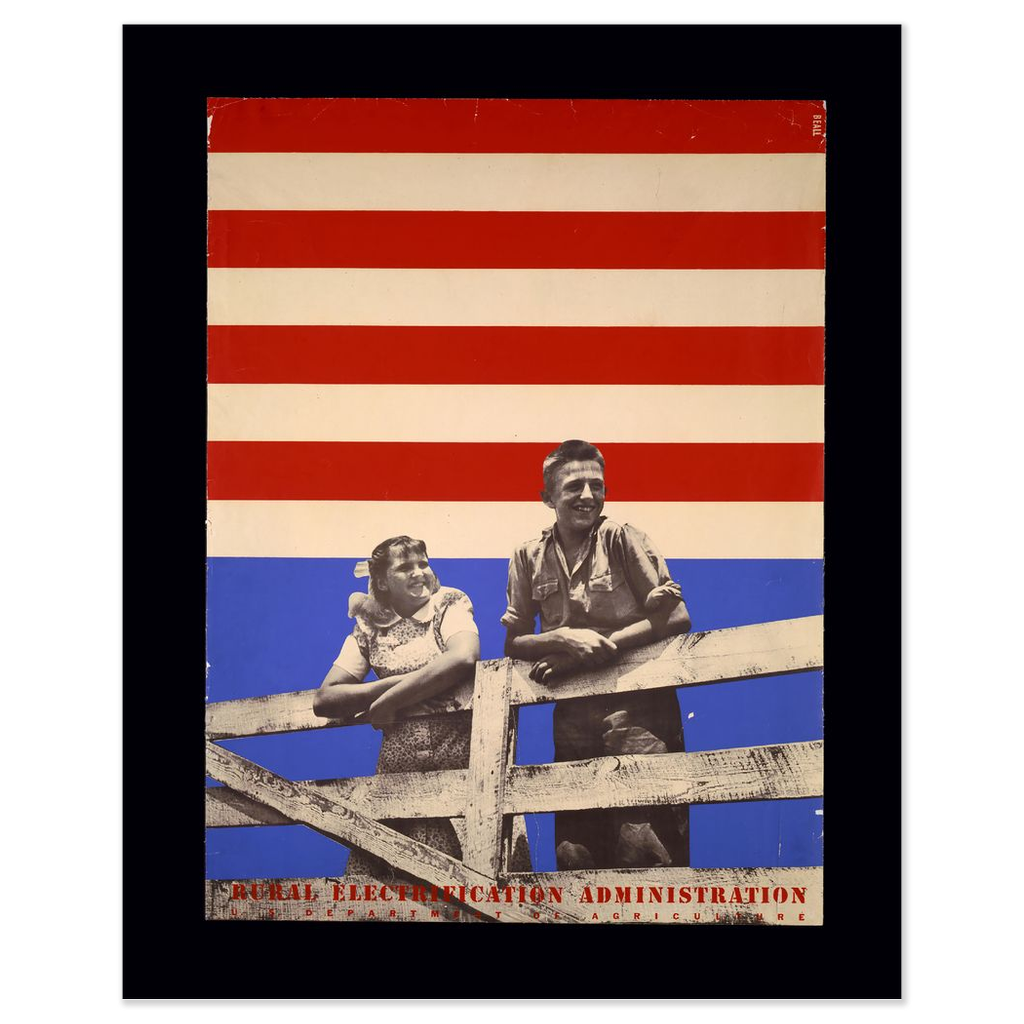 "Boy and Girl" Vintage WPA Rural Electrification print