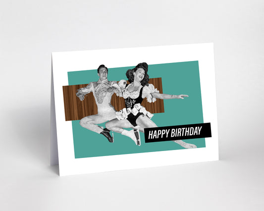 Retro Ice Skater Birthday Cards