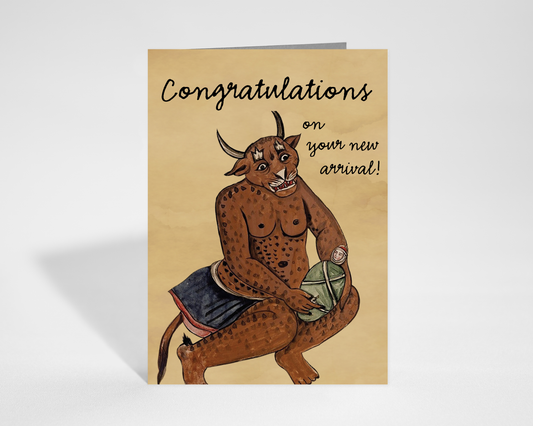 New Arrival Persian Monster New Baby greeting card