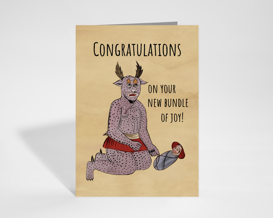 Congratulations Persian Monster New Baby greeting card