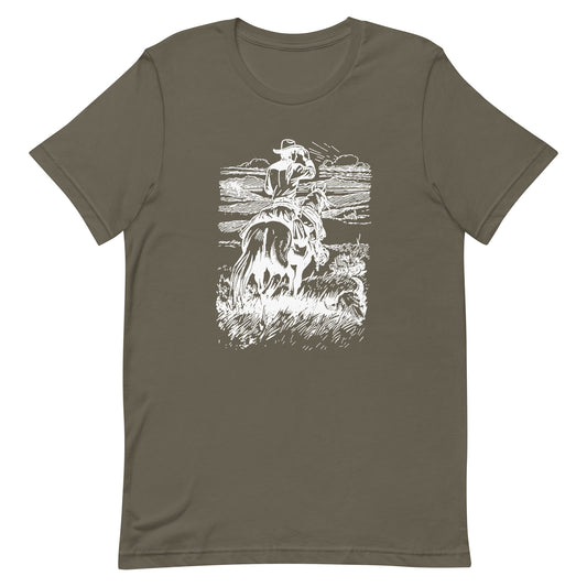 Vintage Cowboy Gazing Into The Vista unisex t-shirt