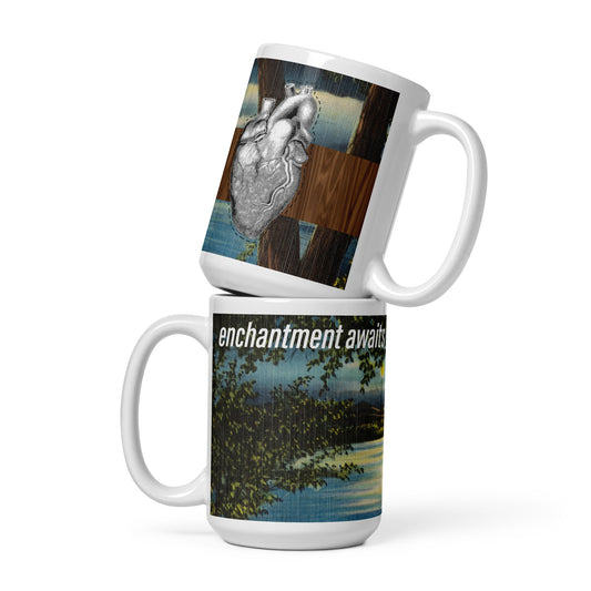 Enchantment Awaits Vintage Postcard 15 oz mug