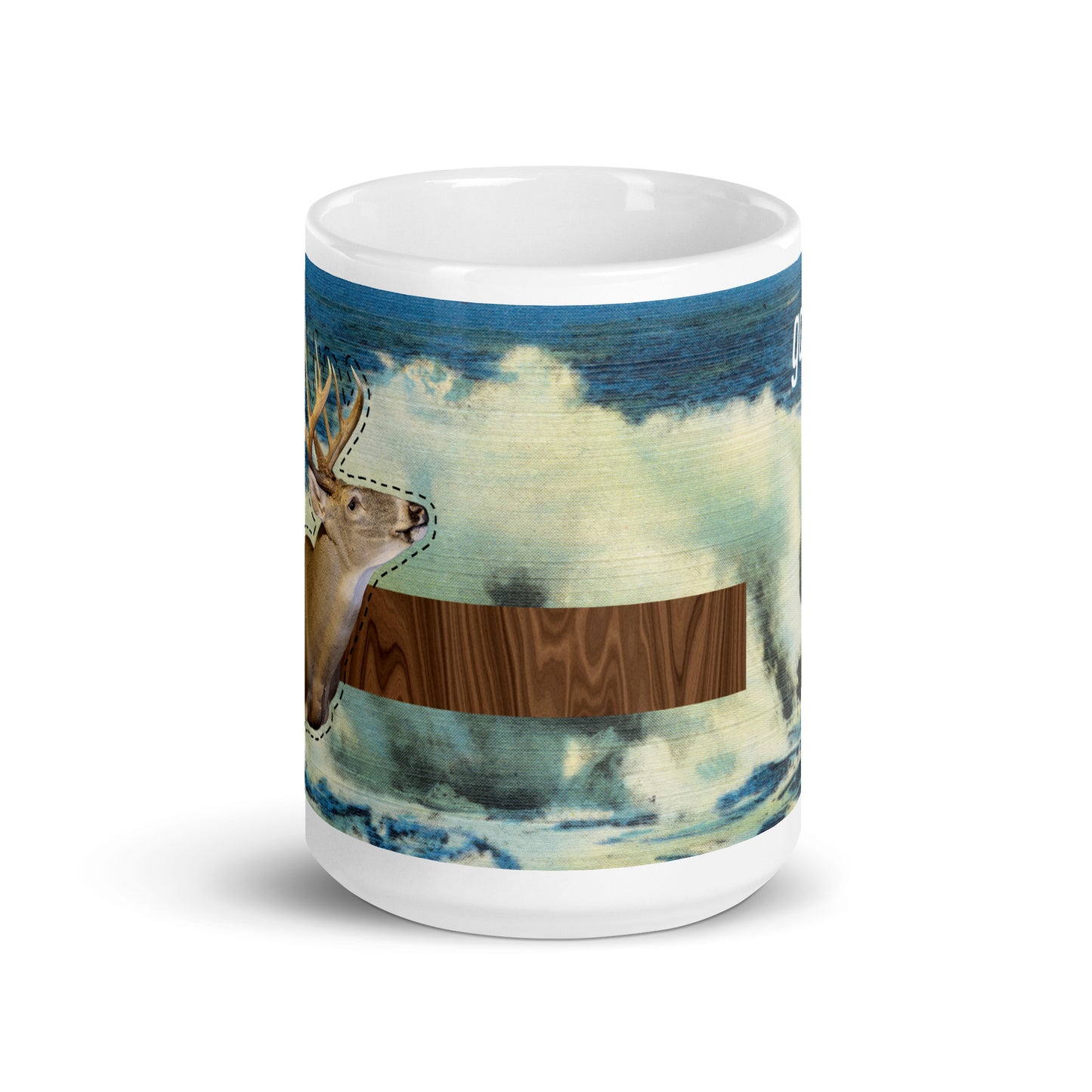 Majestic Buck in the Surf Vintage Postcard 15 oz mug