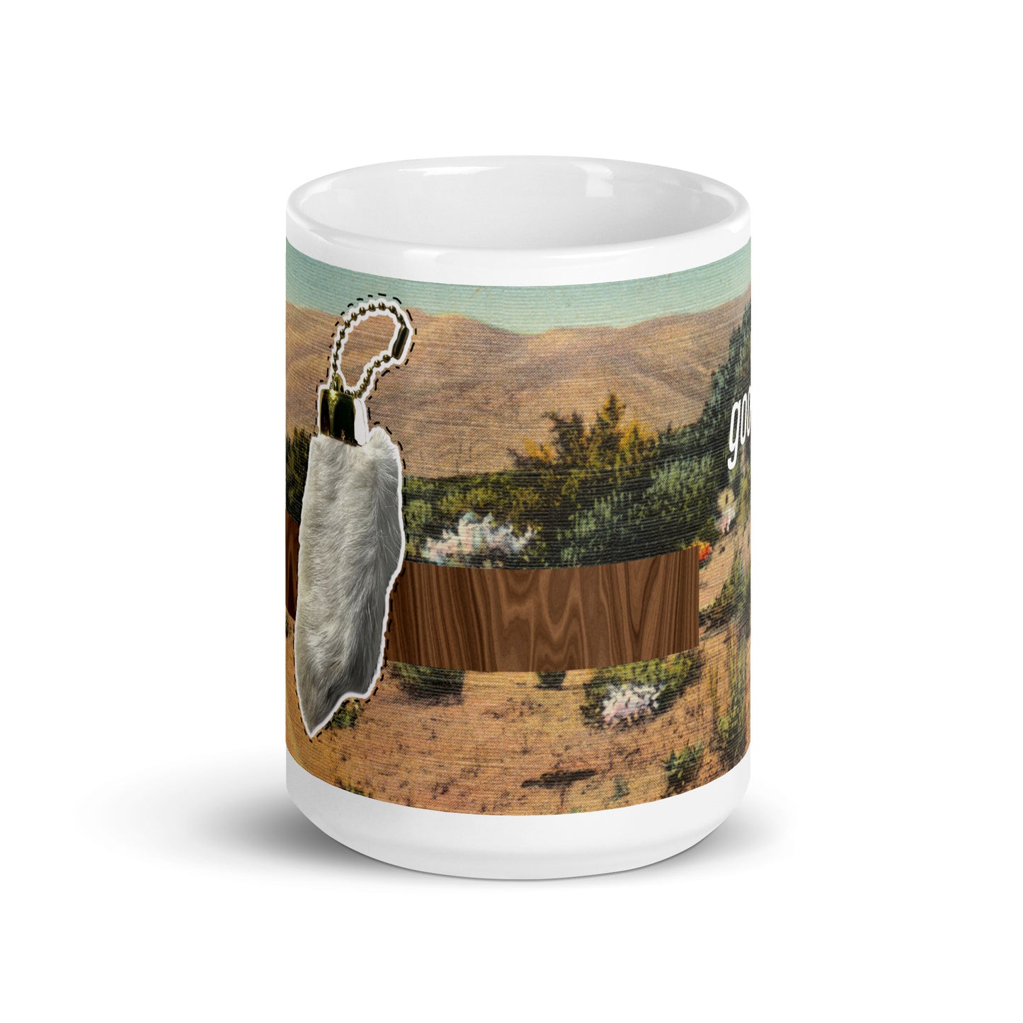 Good Times Lucky Rabbit Foot Vintage Postcard 15oz mug