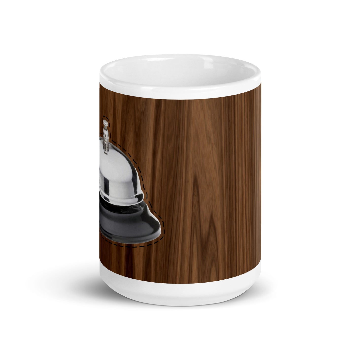 Desktop Ding Bell Wood Grain 15 oz mug