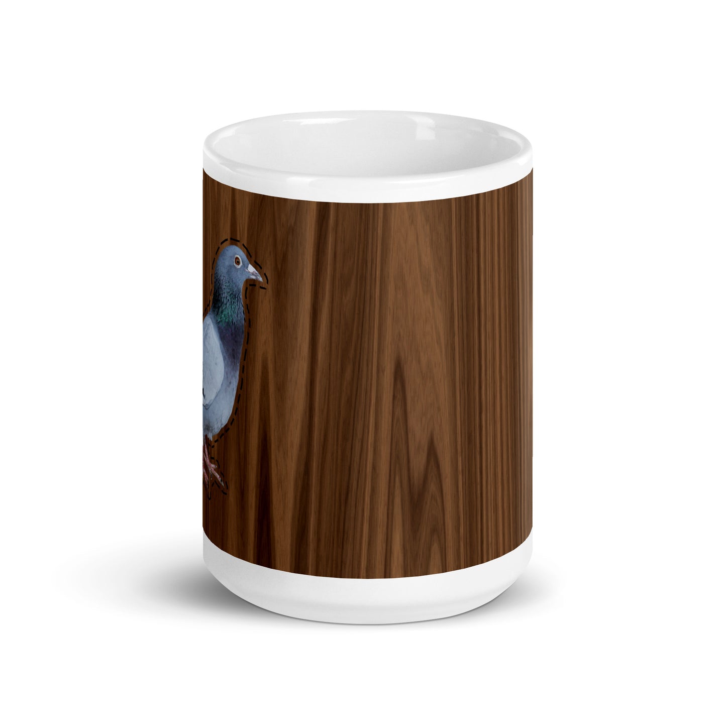 One Lone Pigeon and Wood Grain 15 oz mug