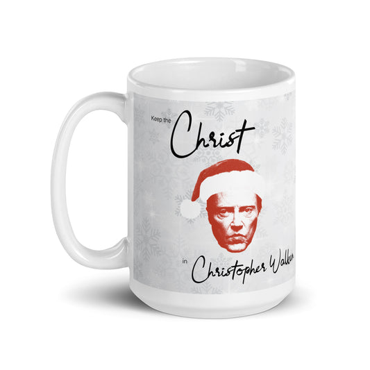 Keep Christ in Christopher Walken holiday snowflake mug