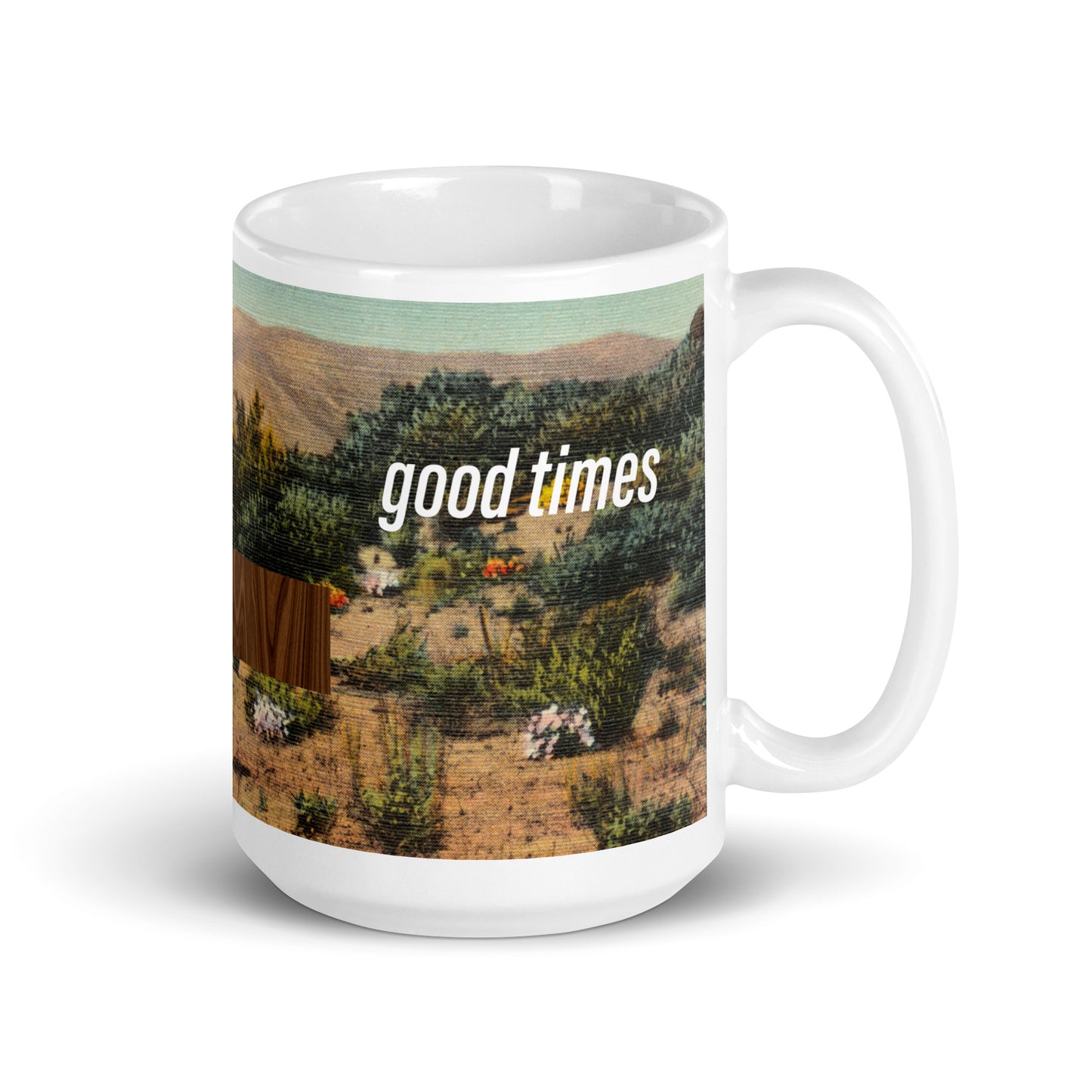 Good Times Lucky Rabbit Foot Vintage Postcard 15oz mug